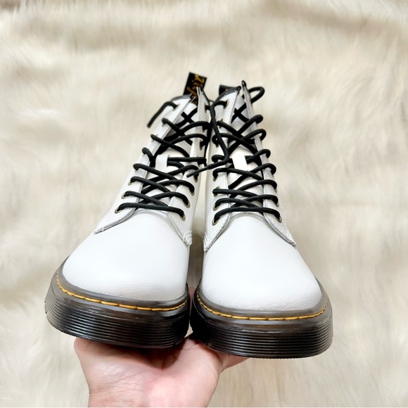 SOLD NWOB Dr. Martens Zavala Leather Combat Boot in White Size 8 41 Y2K - Picture 4 of 7